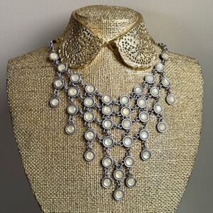 LUCKY BRAND Necklace Bib Yellow Lucite Silver Bohemian Festival Hippie Vintage